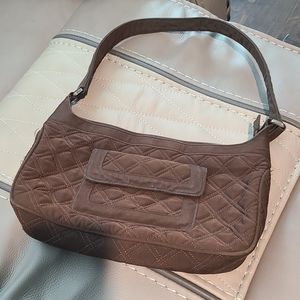 Vera Bradley quilted Brown Purse. Zip up. Over the shoulder. Small.